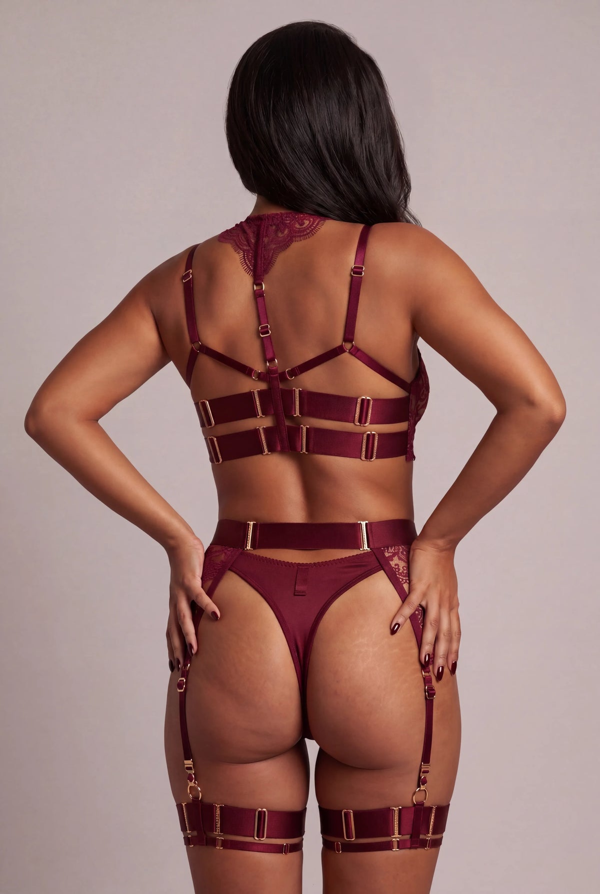 Ensemble lingerie quatre pièces - KEELY Bordeaux