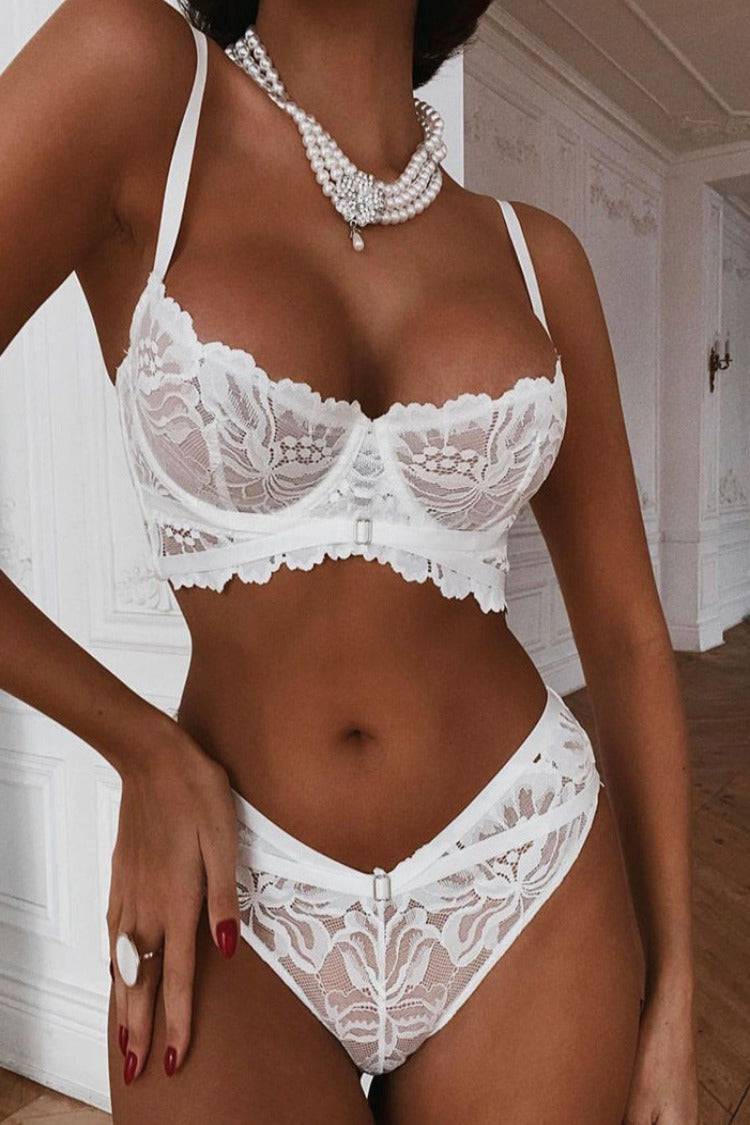 Ensemble en dentelle deux pièces - LUTHENS Blanc - NAKED Underwear FR