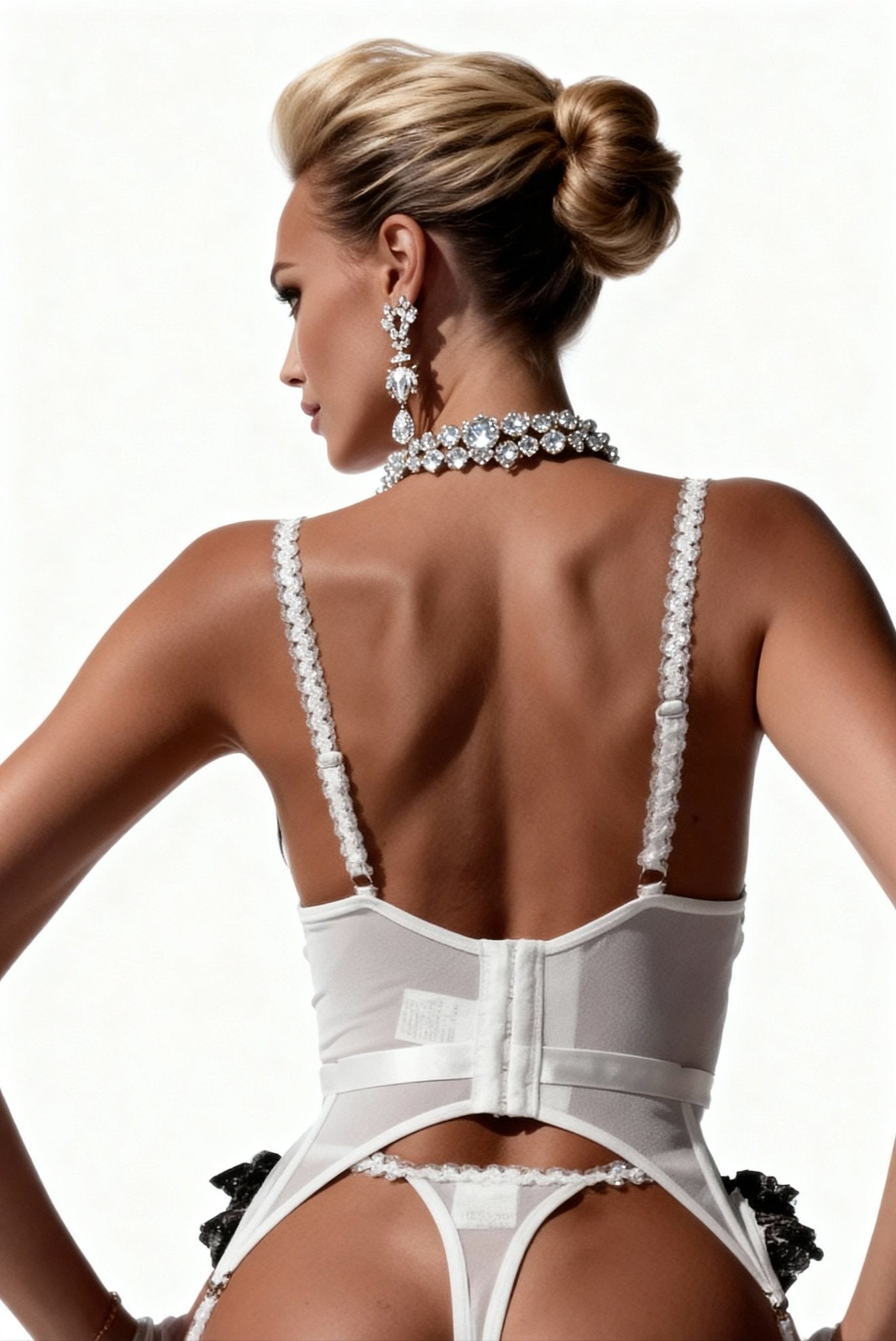Ensemble guêpière pour femme trois pièces avec tour de cuisse - SEDUCTION Blanc - NAKED Underwear FR