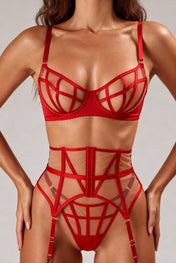 Women's lingerie set five pieces - OPHELIA Red 