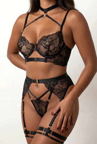 Vierteiliges Lingerie-Set - ALIA Schwarz 